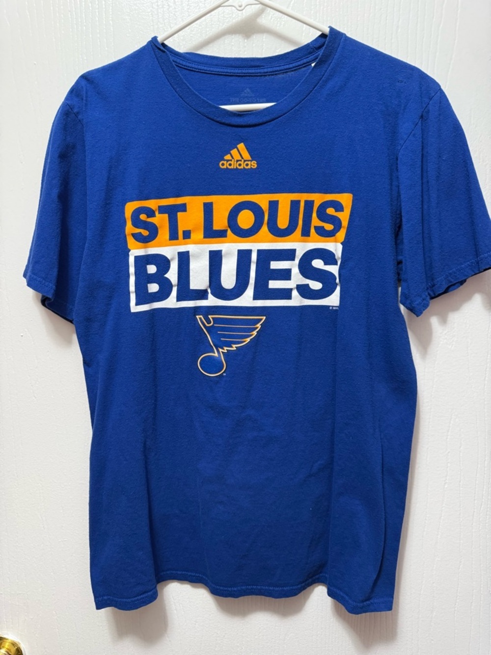 St Louis Blues Adidas T Shirt Mens NHL Hockey Logo Graphic Tee Blue Size Medium